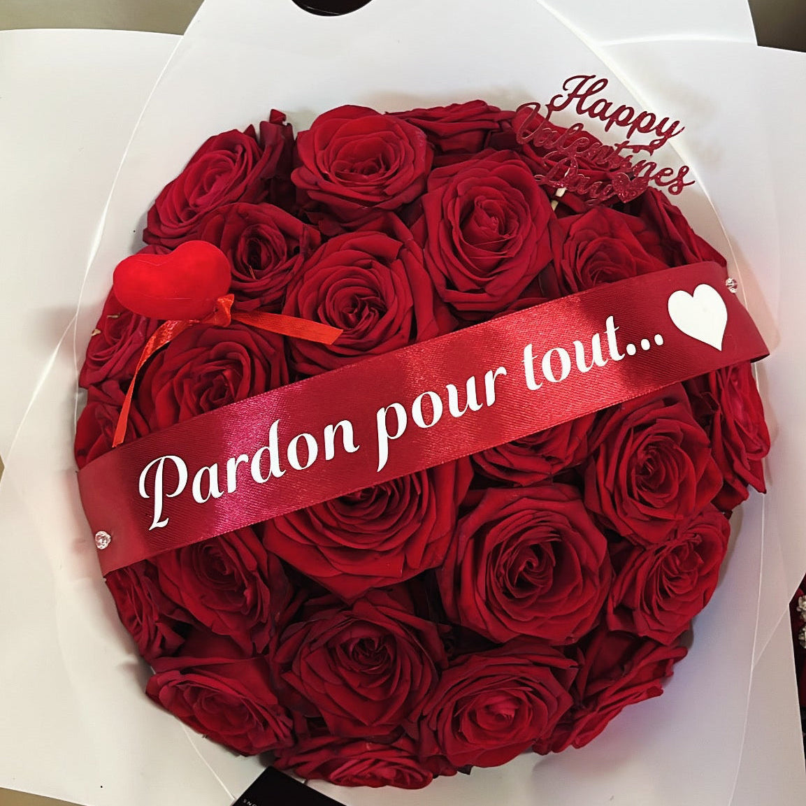 Bouquets de roses personnalisation ruban