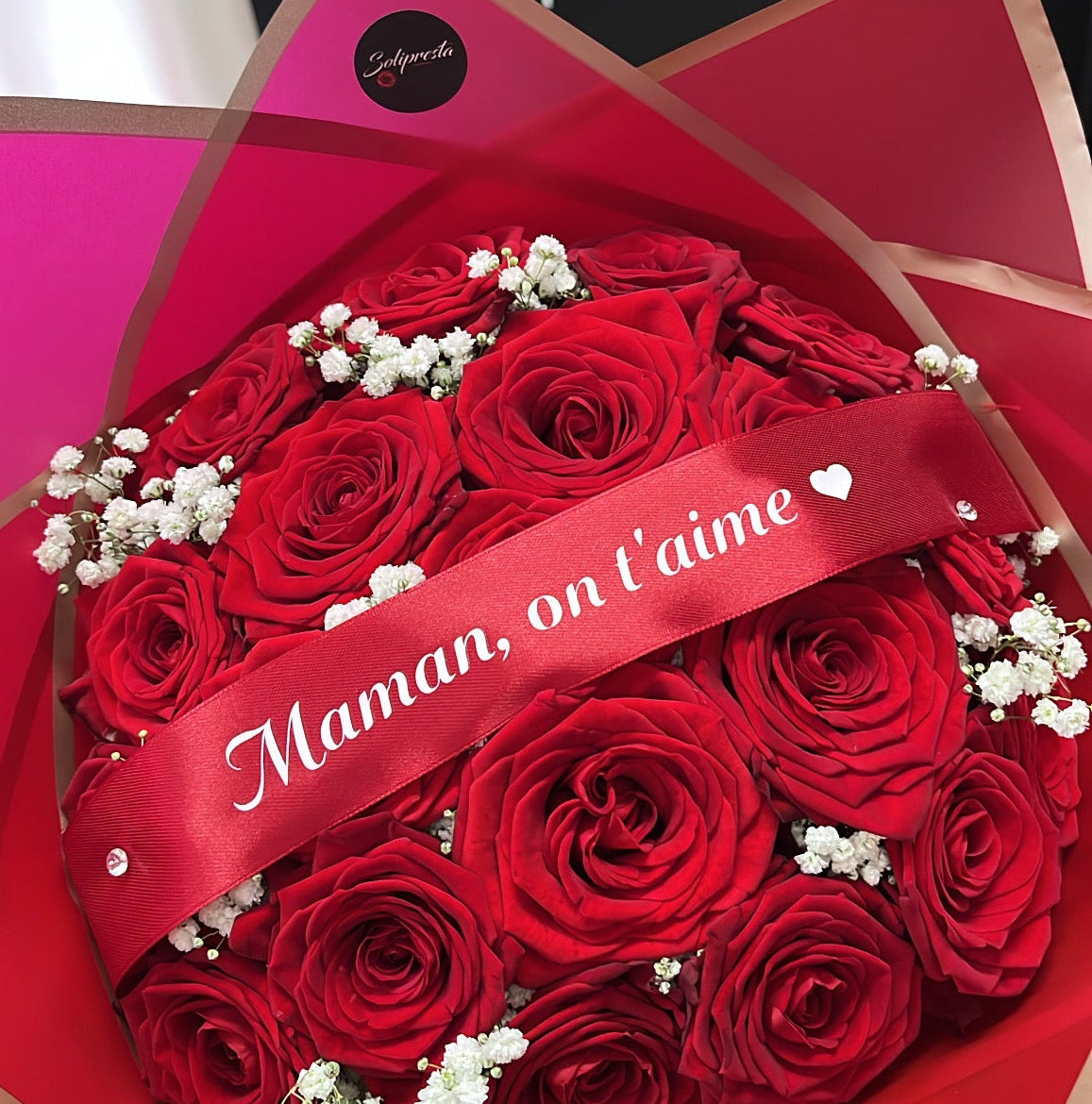 Bouquets de roses personnalisation ruban