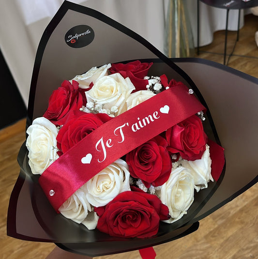 Bouquets de roses personnalisation ruban