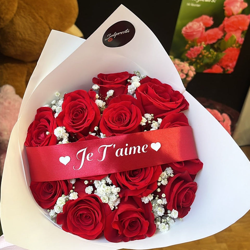 Bouquets de roses personnalisation ruban
