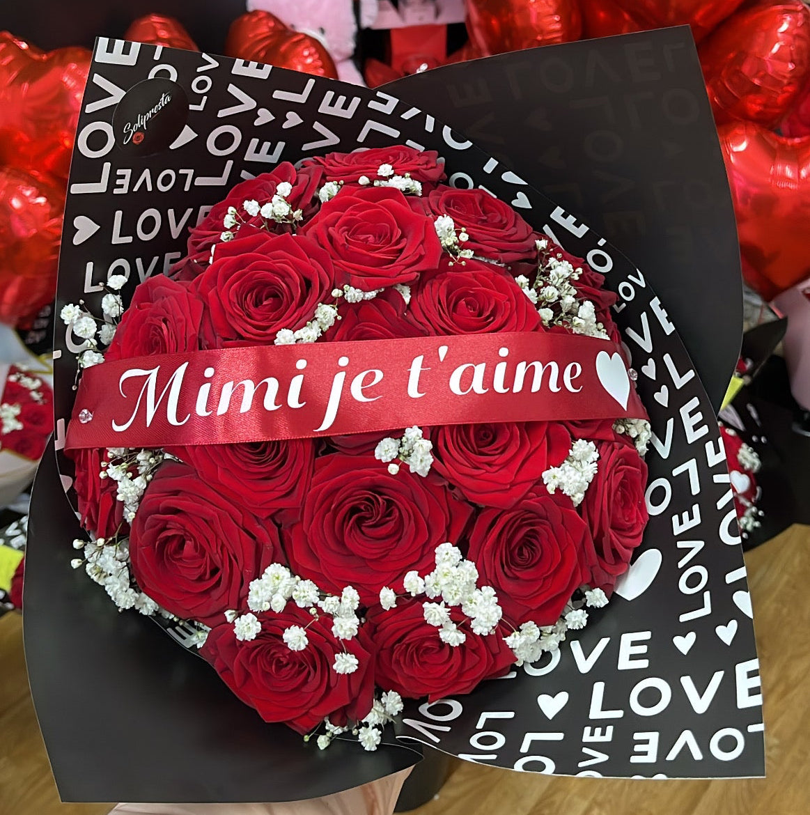 Bouquets de roses personnalisation ruban