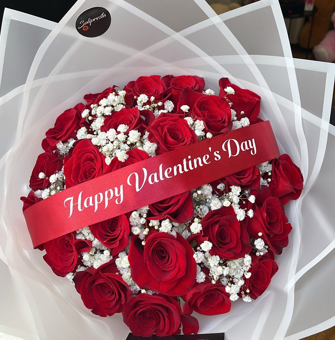 Bouquets de roses personnalisation ruban