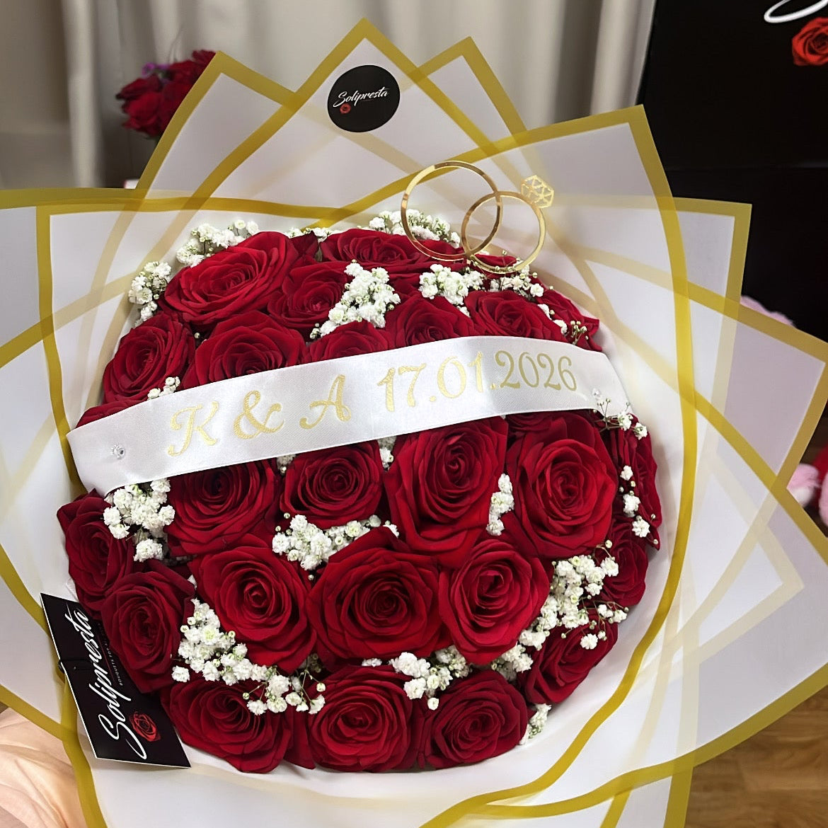 Bouquets de roses personnalisation ruban